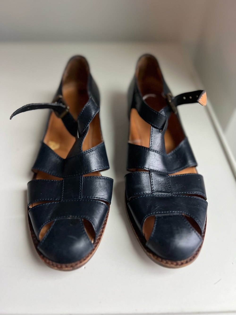 Ralph Lauren Navy Leather Fisherman Sandals - sz 7.5 (fits like 6.5)